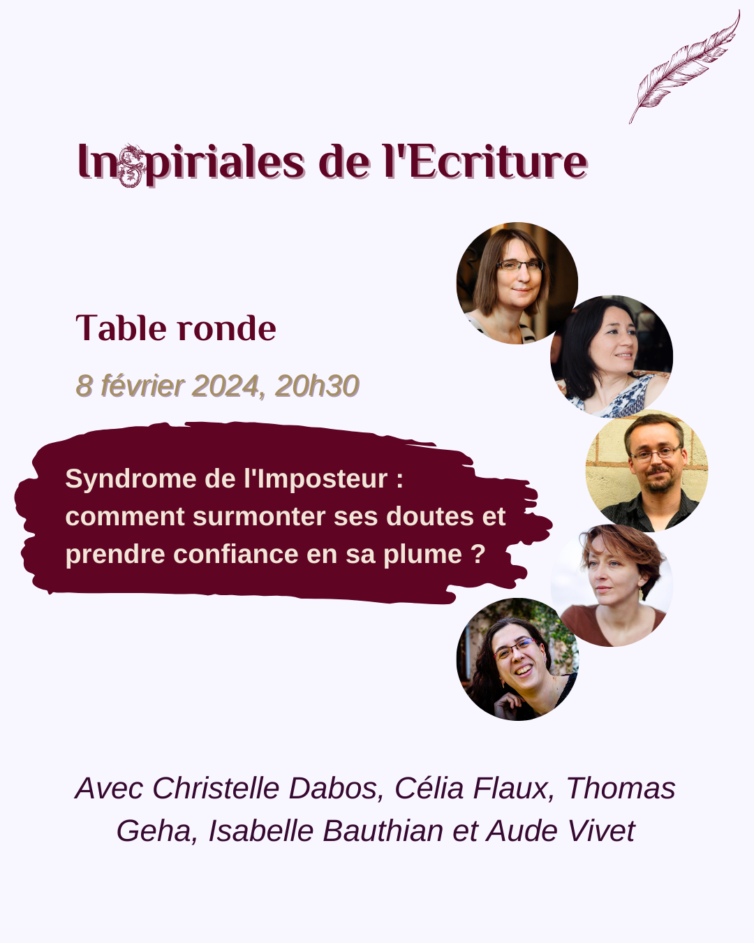 Table ronde des 3èmes Inspiriales de l'Ecriture - Christelle Dabos, Célia Flaux, Thomas Geha, Isabelle Bauthian et Aude Vivet